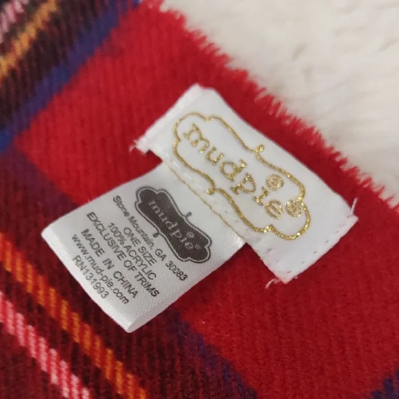 Mud Pie Red Plaid Fringe Scarf - Picture 10 of 12